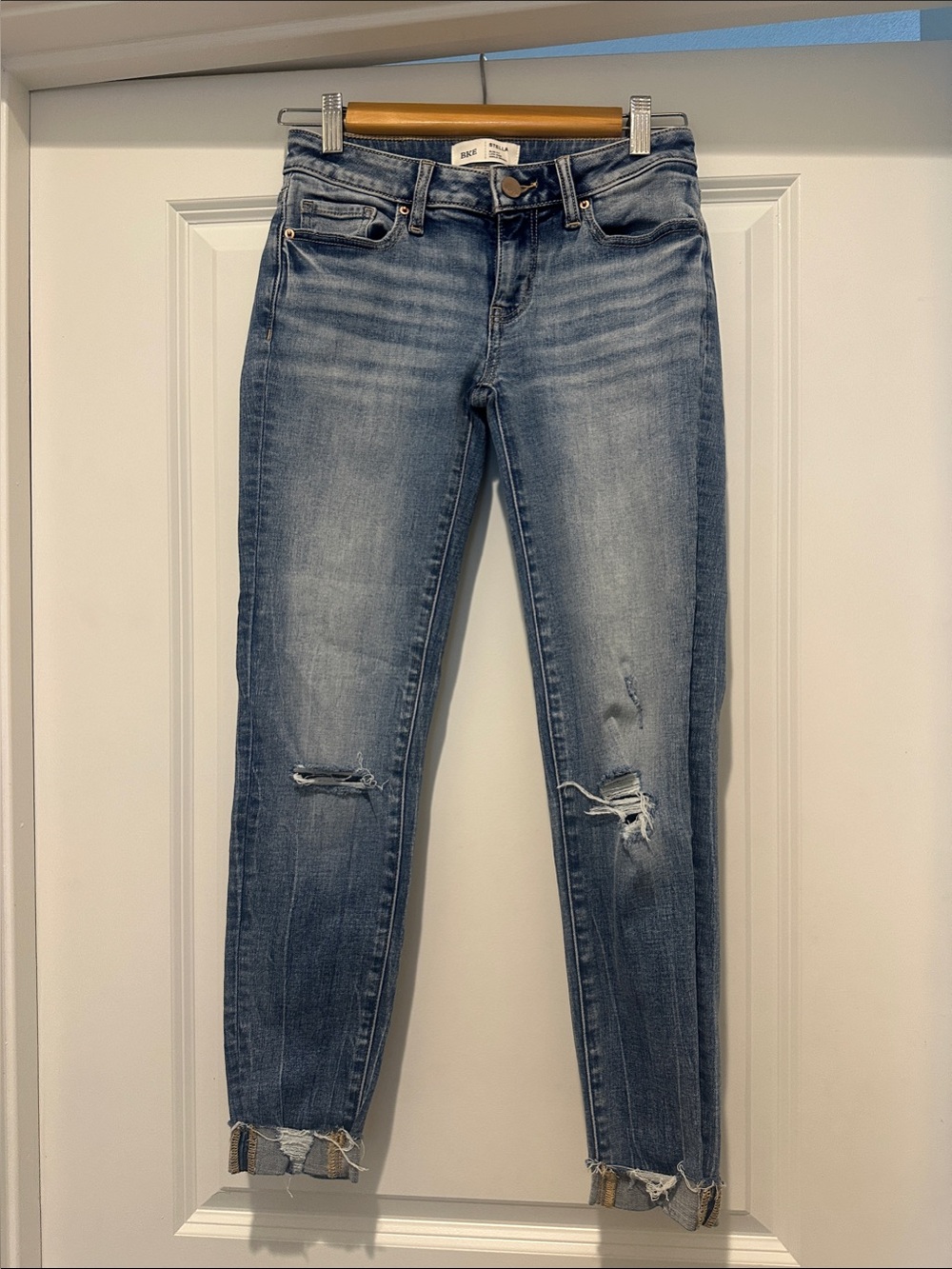 BKE Light Blue Distressed Skinny Jeans